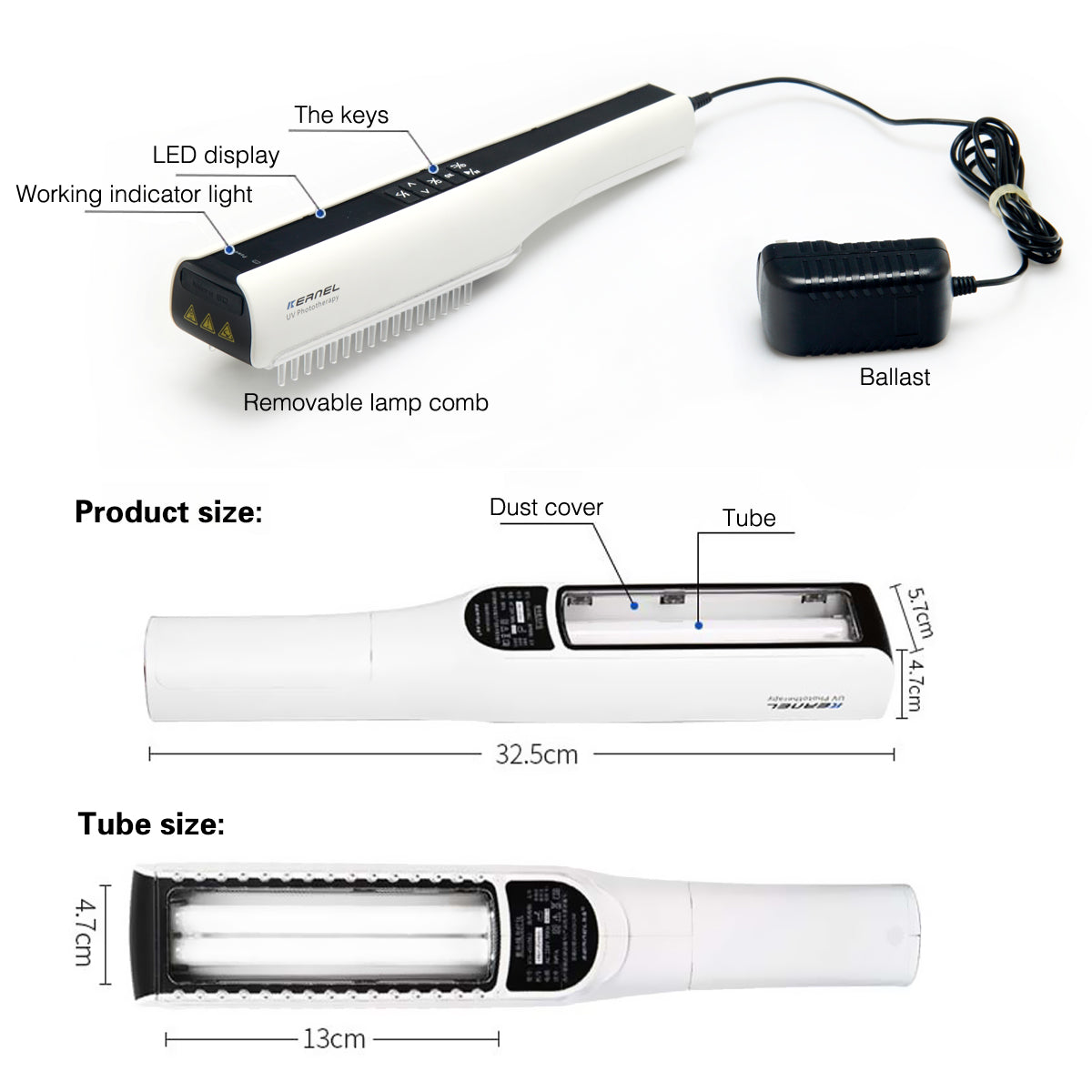 UVBMEDI Cordless UVB Lamp Phototherapy Light for Psoriasis Vitiligo Treatment Skin Disorders 311nm Narrow Band Home Use
